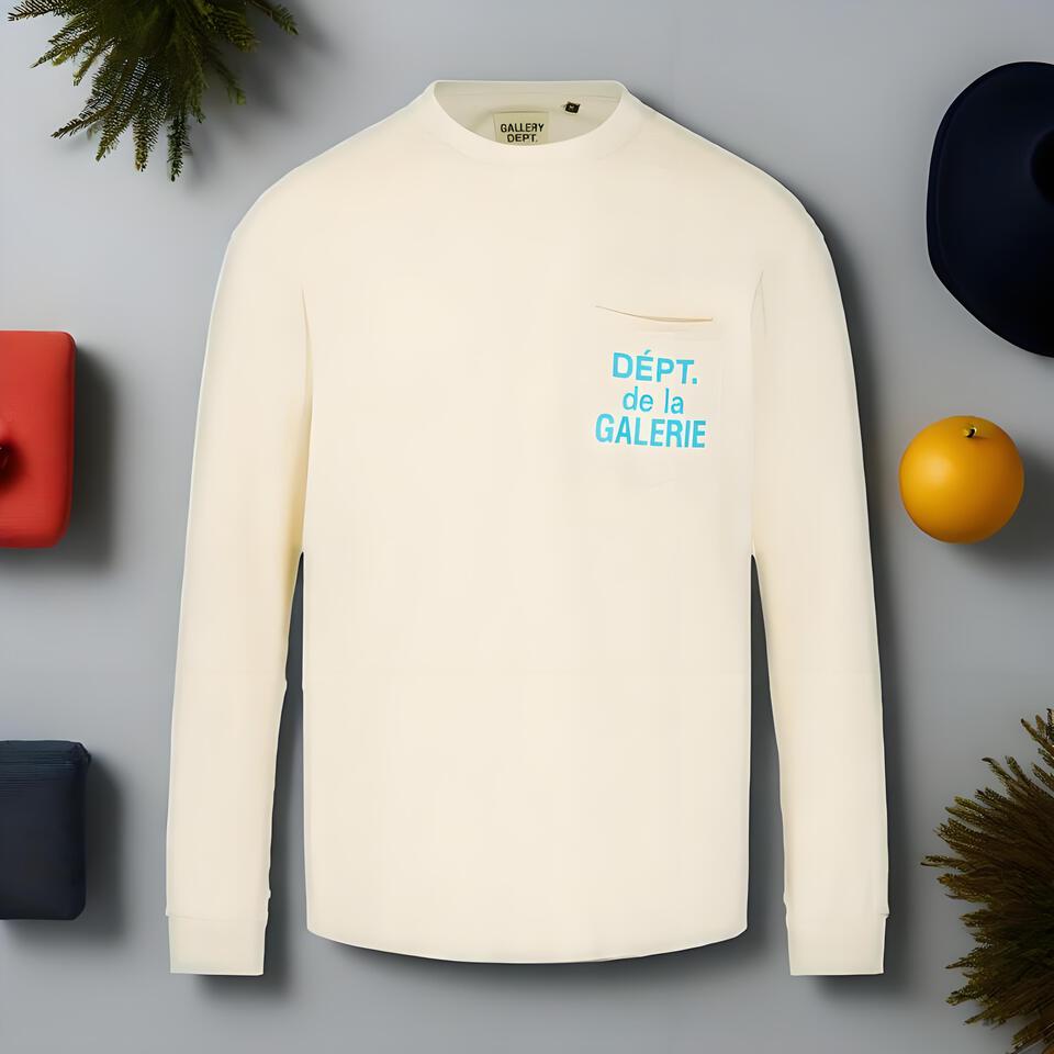 Gallery Dept Cream Cotton Long Sleeve T-Shirt Street Style Print