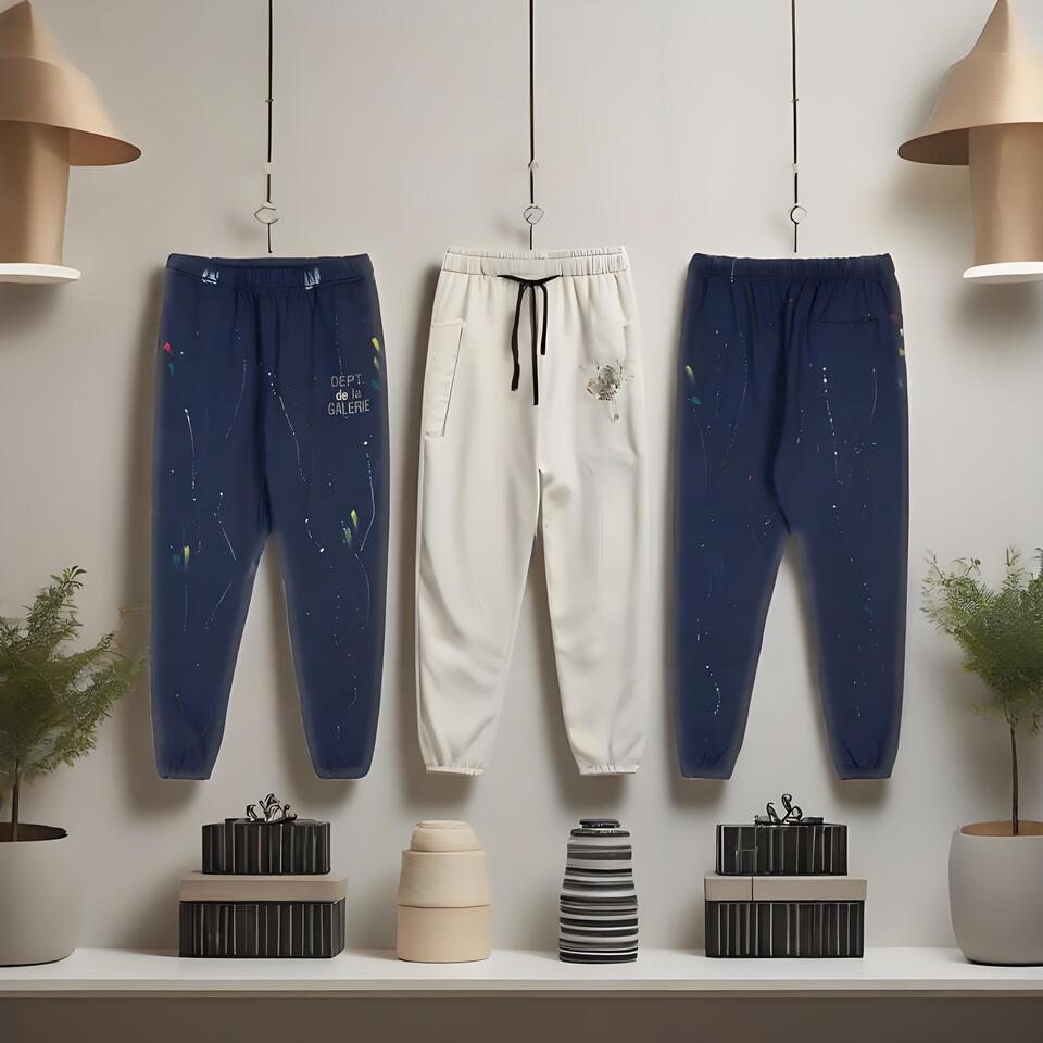 Gallery Dept Cropped Pants Denim Blue Graffiti Unisex Streetwear