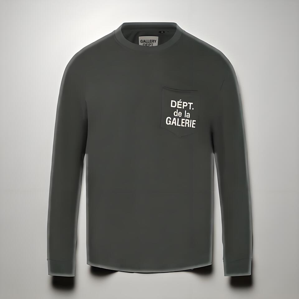 Gallery Dept Dark Green Long Sleeve Cotton T-Shirt Unisex