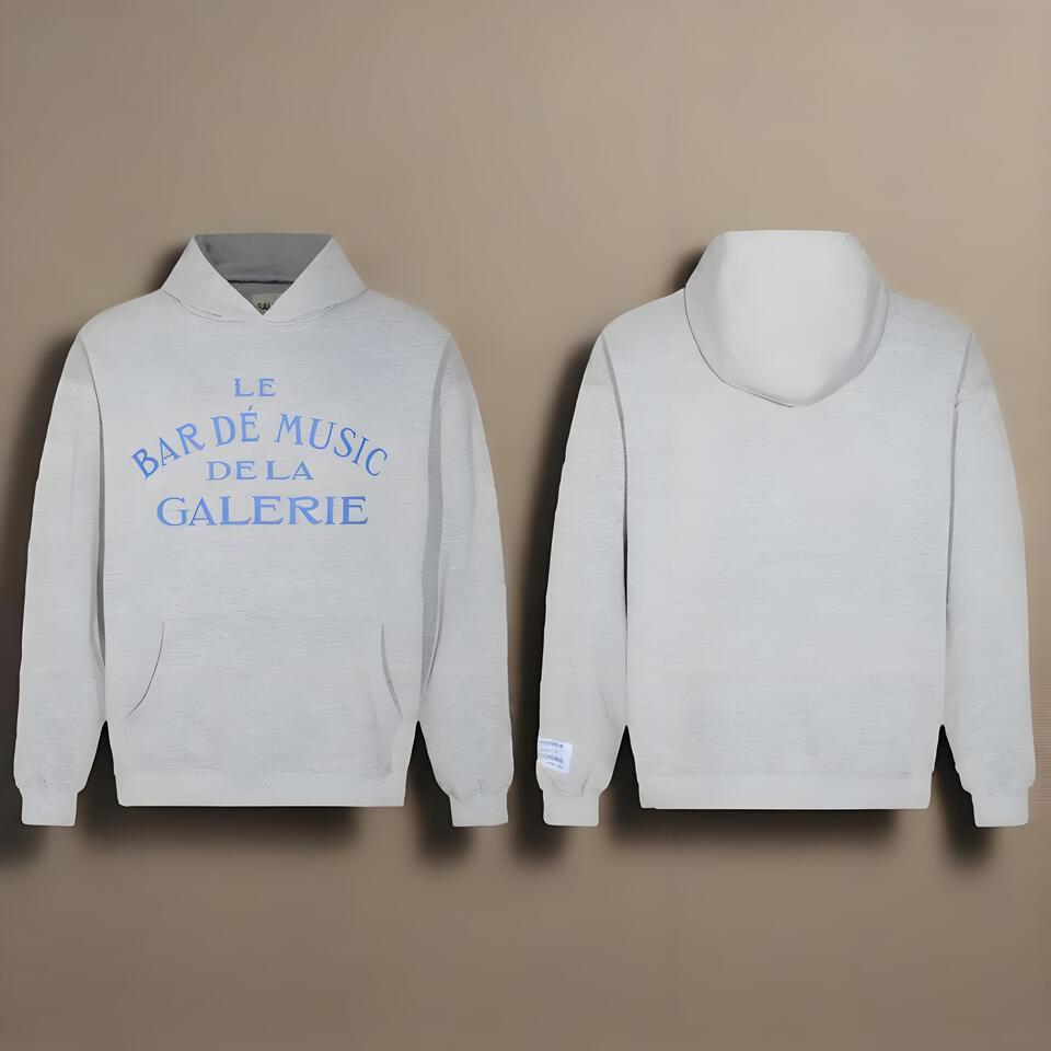 Gallery Dept Gray Cotton Hoodie Unisex Street Casual