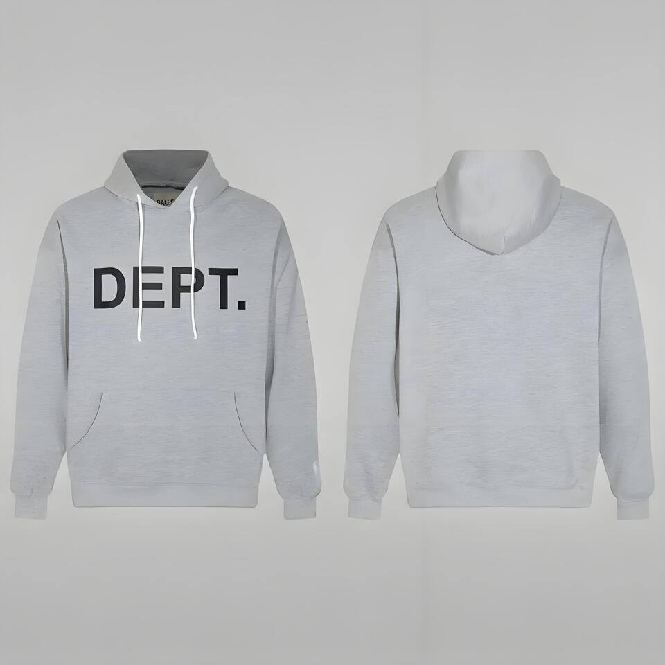 Gallery Dept Gray Cotton Hoodie Unisex Streetwear