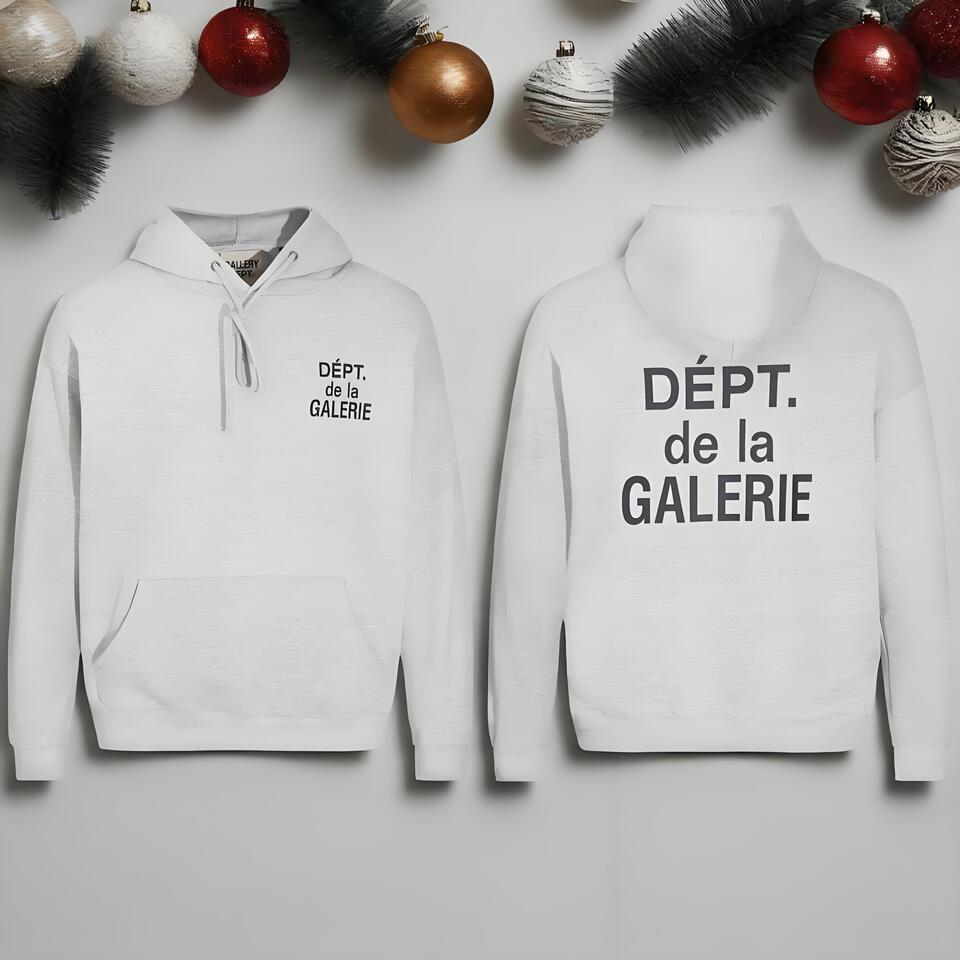 Gallery Dept Gray Cotton Hoodie Unisex Streetwear Oversized