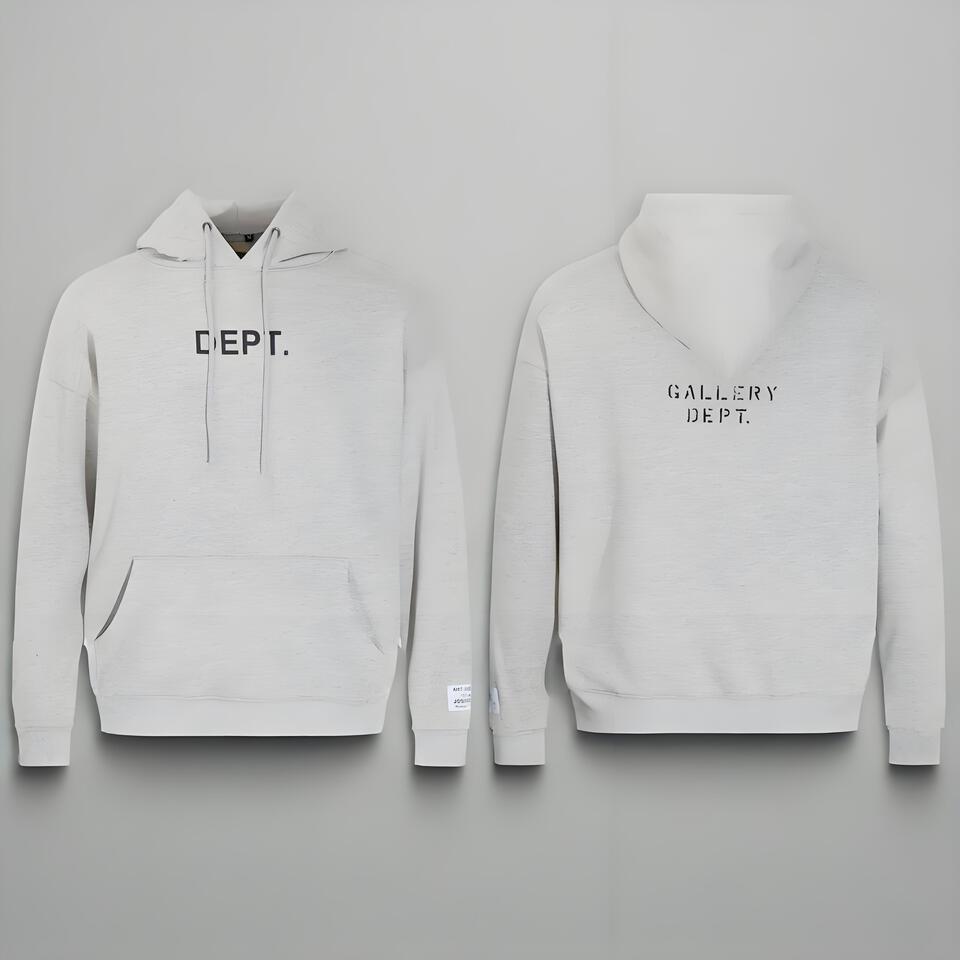 Gallery Dept. Grey Cotton Hoodie Unisex Streetwear