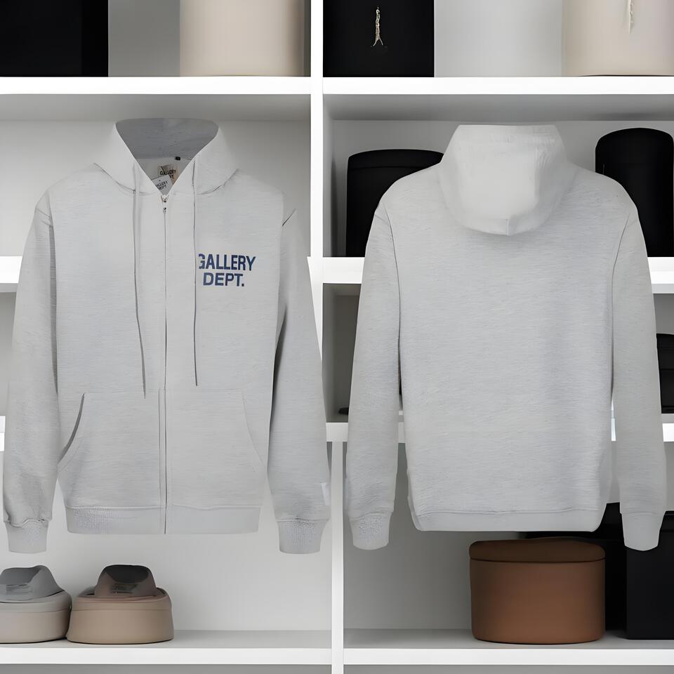 Gallery Dept Grey Hoodie Unisex Streetwear Oversized Pullover