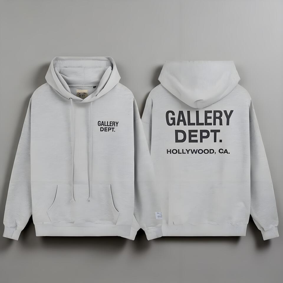 Gallery Dept Grey Hoodie Unisex Streetwear Print Sweatshirt