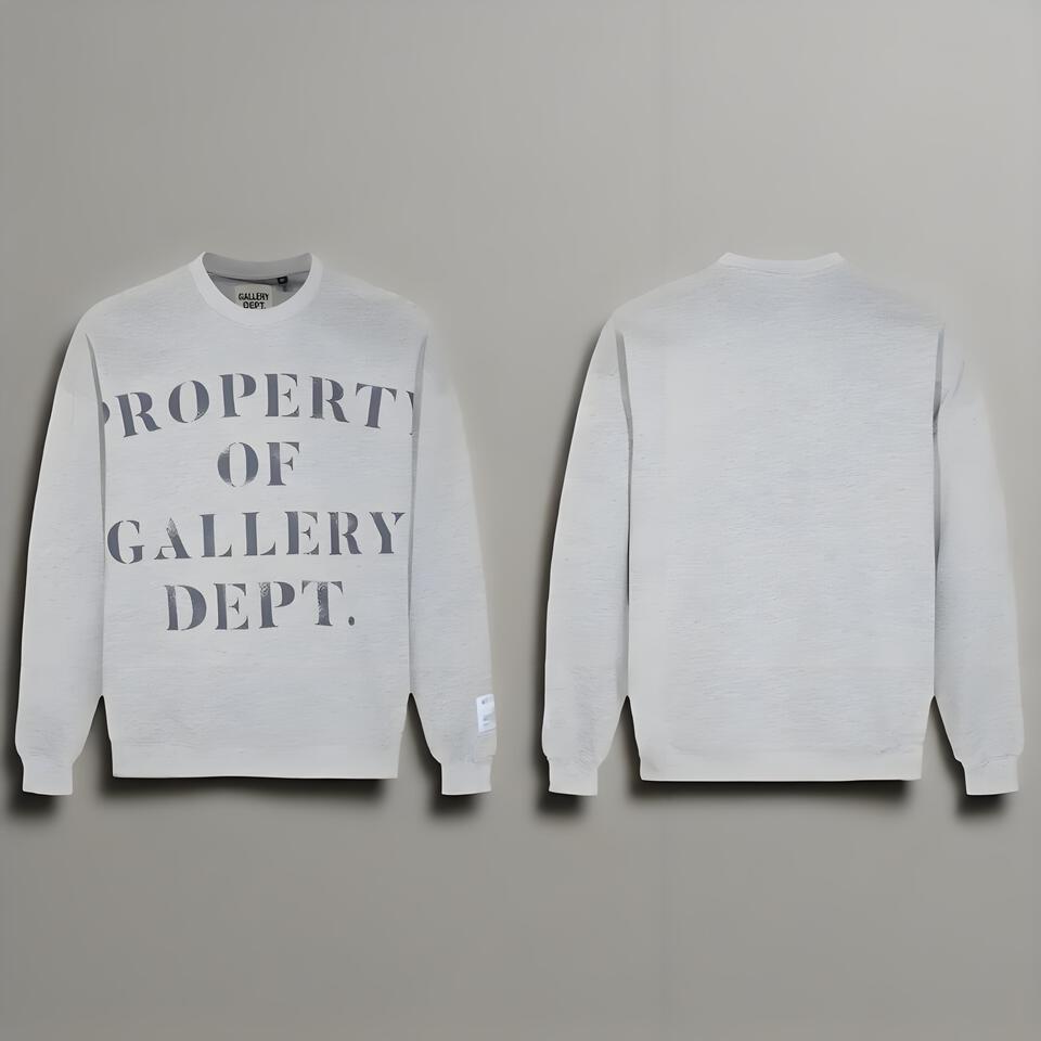 Gallery Dept Grey Loose Fit Crewneck Sweatshirt Unisex Streetwear