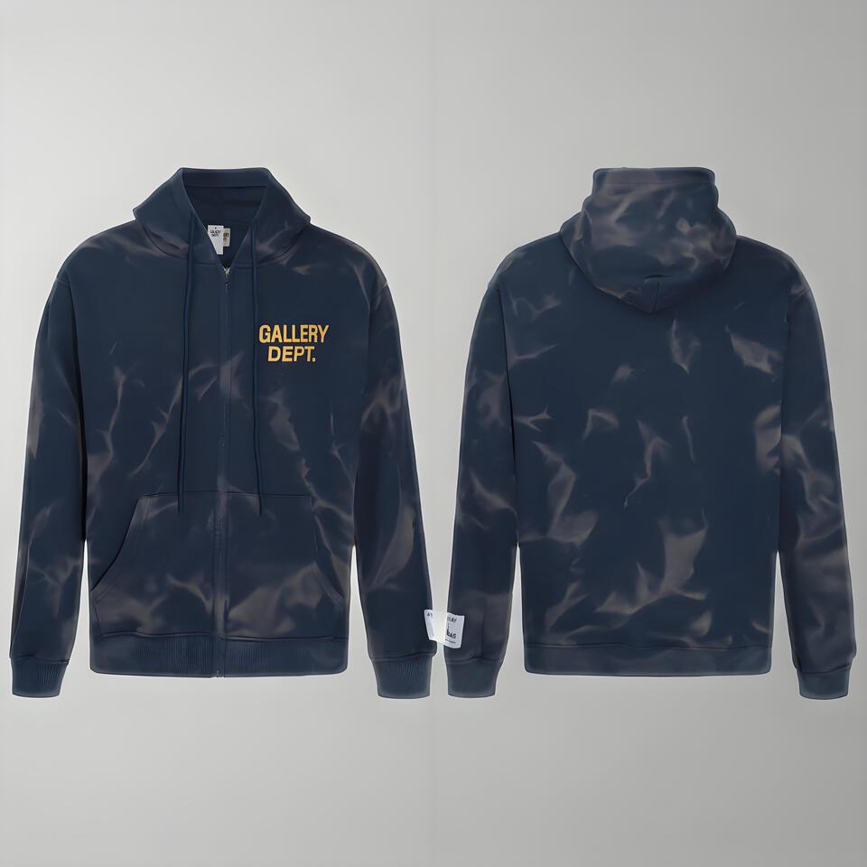 Gallery Dept Hoodie Blue Grey Tie-Dye Cotton Sweatshirt
