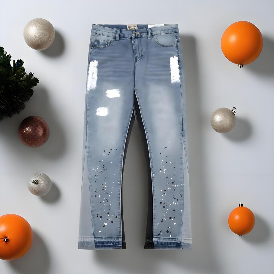 Gallery Dept Light Blue Splatter Paint Denim Jeans