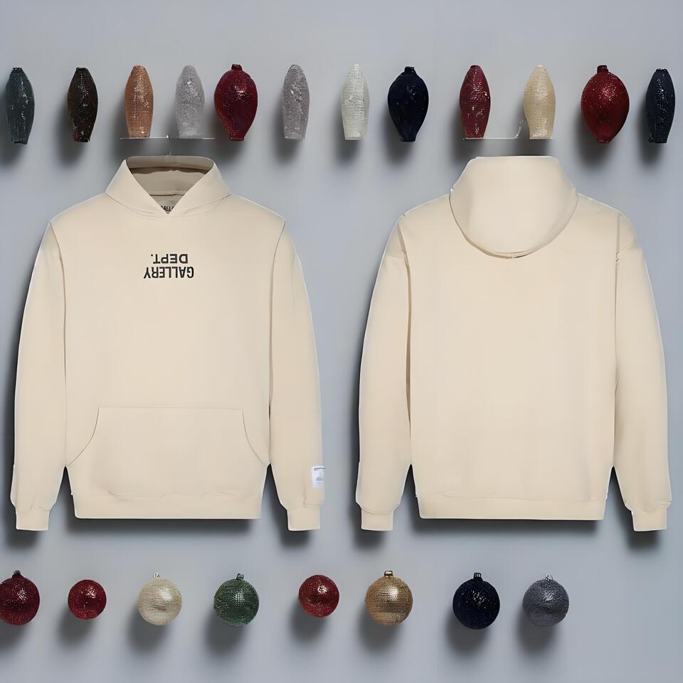 Gallery Dept Off White Cotton Hoodie Unisex Streetwear