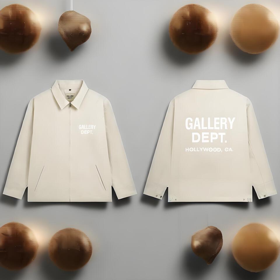 Gallery Dept Off White Cotton Lapel Jacket Unisex Streetwear