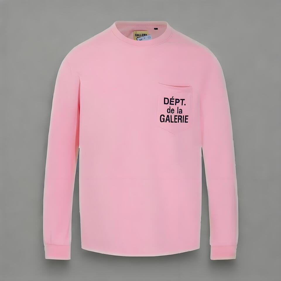 Gallery Dept Pink Cotton Long Sleeve T恤 Streetwear Unisex Loose Fit