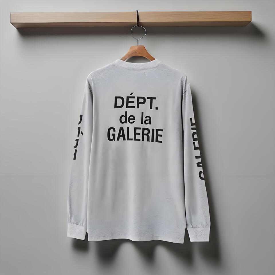 Gallery Dept Unisex Gray Long Sleeve T-Shirt Streetwear Print