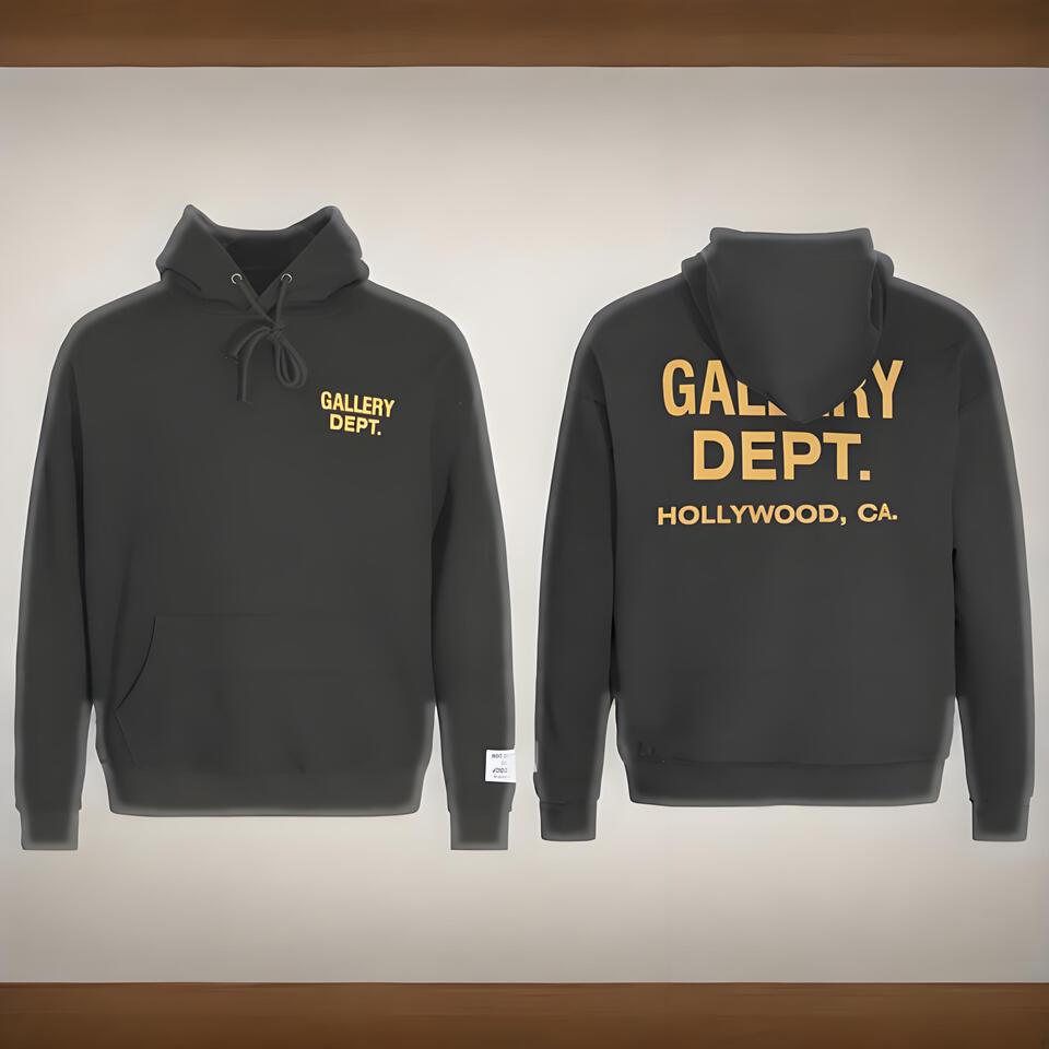 Gallery Dept Unisex Hoodie Black Cotton Streetwear