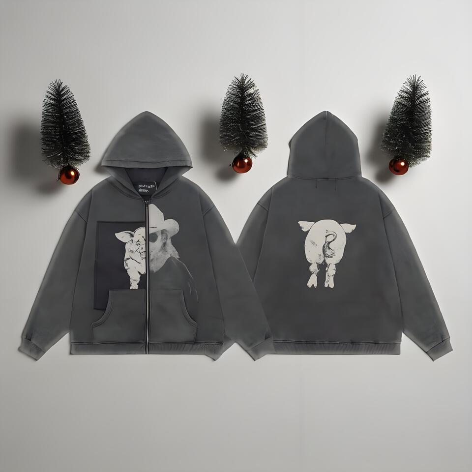 Gallery Dept Washed Black Cotton Vintage Hoodie