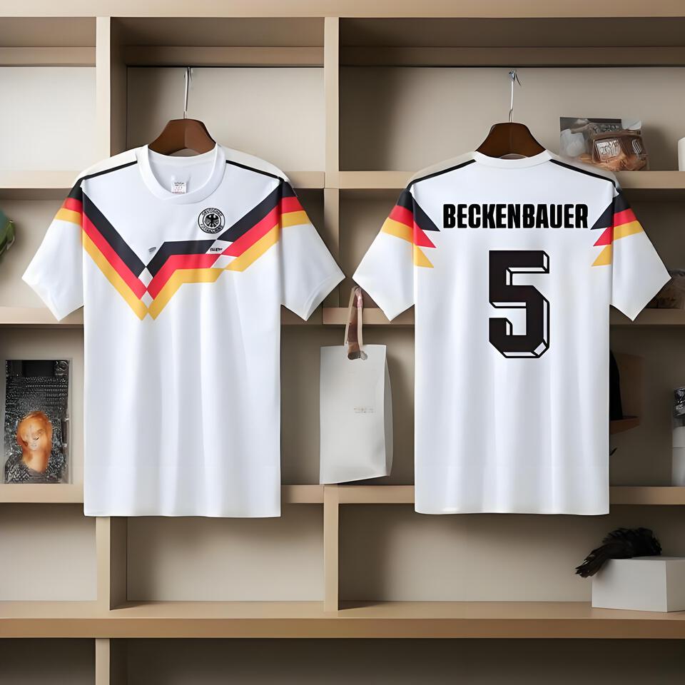 Germany Team Beckenbauer 5 White Retro Sports Cotton T-Shirt