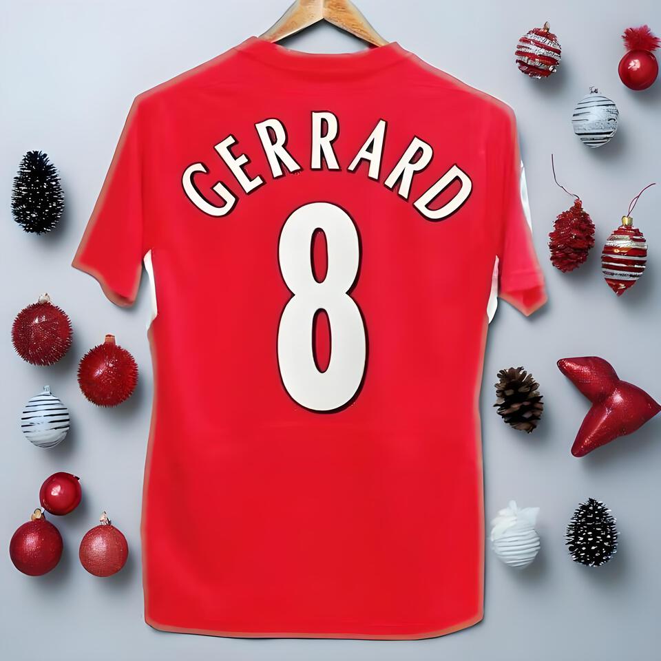 GERRARD 8 Red Cotton Football Jersey, Men's Athletic Soccer Shirt
