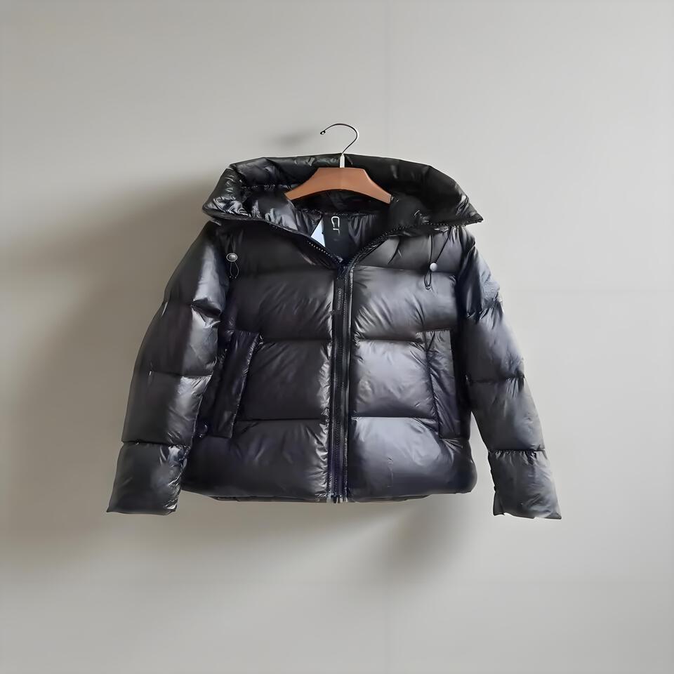 Glossy Black Down Puffer Coat Unisex Winter Jacket