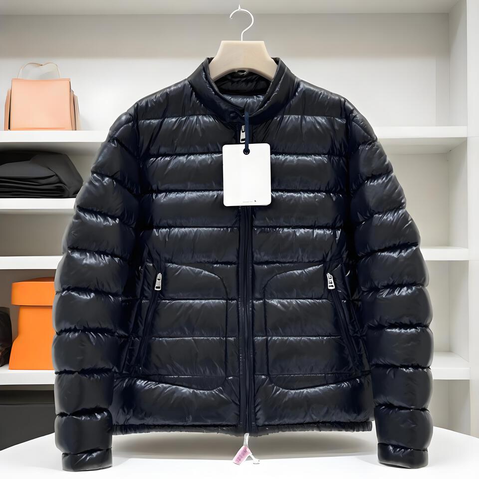 Glossy Black Unisex Down Jacket Winter Windproof Warm Coat