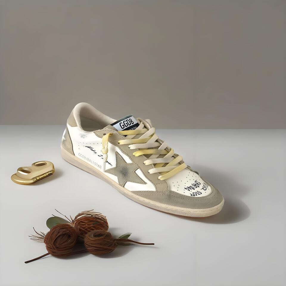 Golden Goose GGDB Ball Star White Grey Distressed Vintage Sneakers
