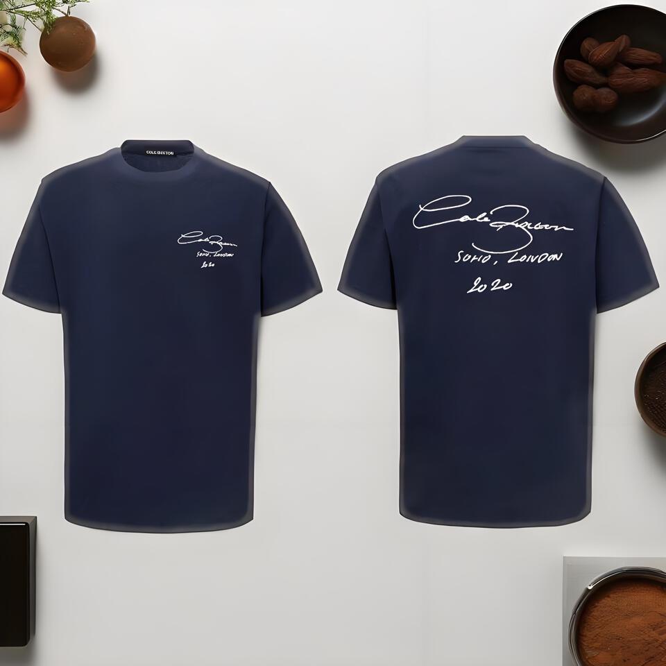 Golden Goose Navy Cotton Crew Neck T-Shirt Unisex Street Style