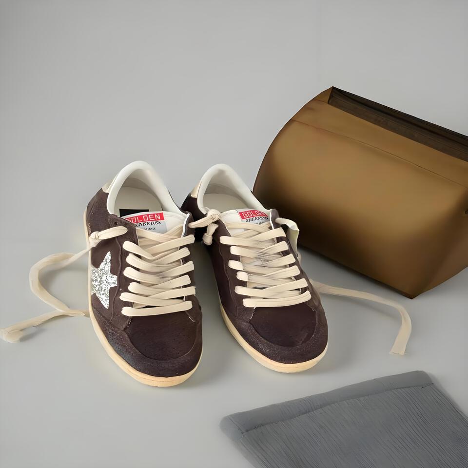 Golden Goose Superstar Distressed Suede Sneakers Brown White