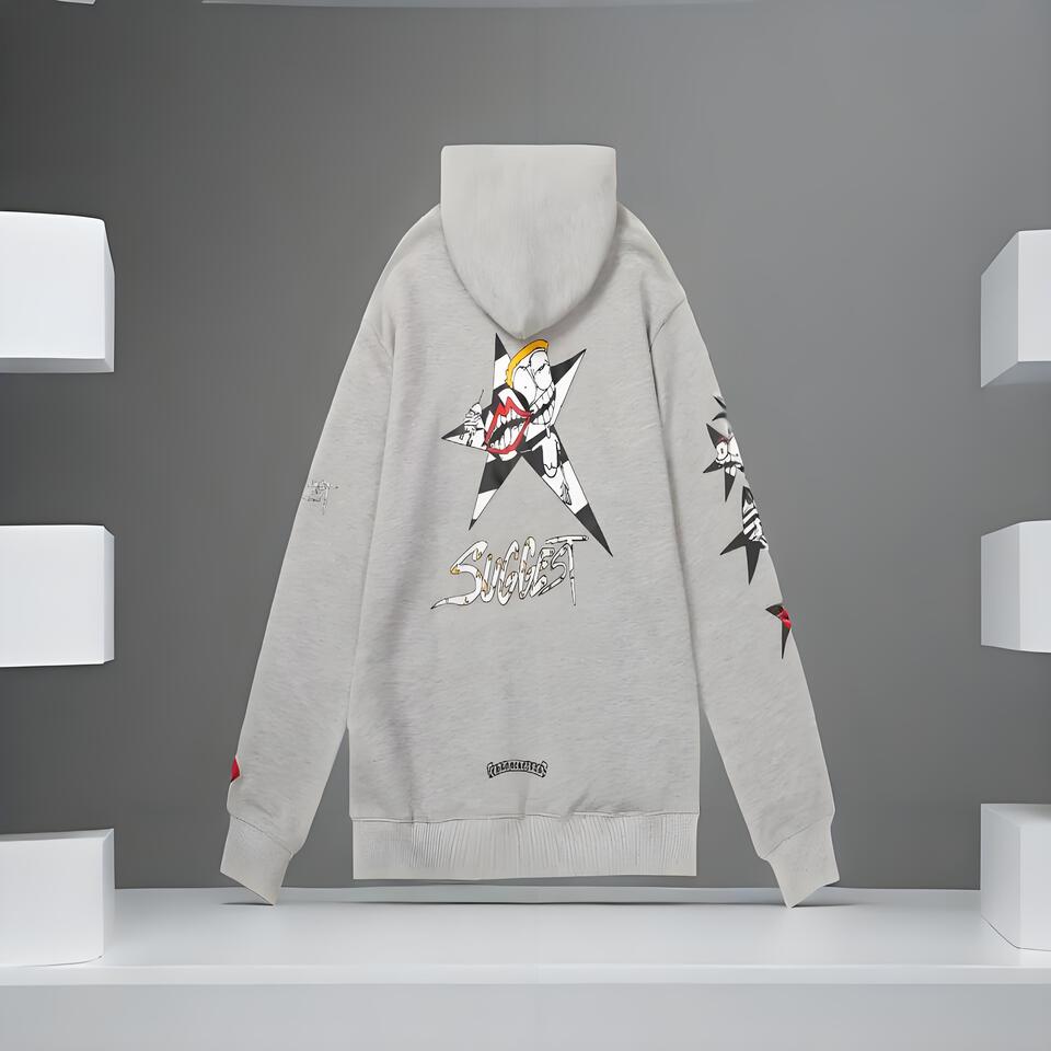 Grey Cotton Street Hoodie Sweatshirt