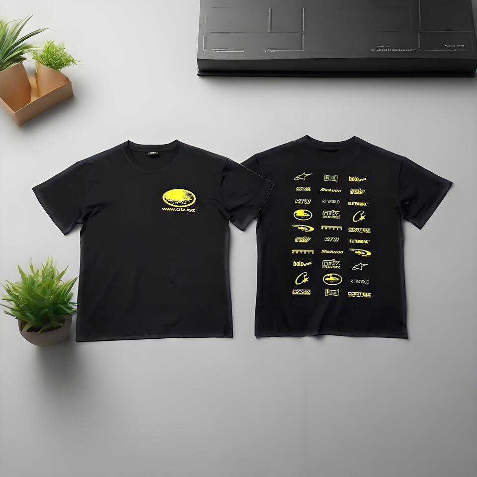 GT Racing Black Cotton Crewneck T-Shirt Unisex Streetwear