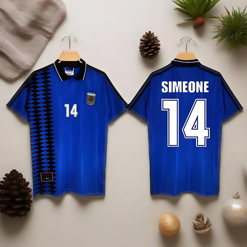 Guangzhou Lingqi Retro Style Simone 14 Blue Black Breathable Soccer Jersey