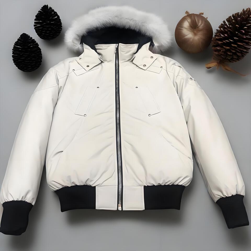 Gucci Beige Hooded Down Jacket With Fur Trim Unisex