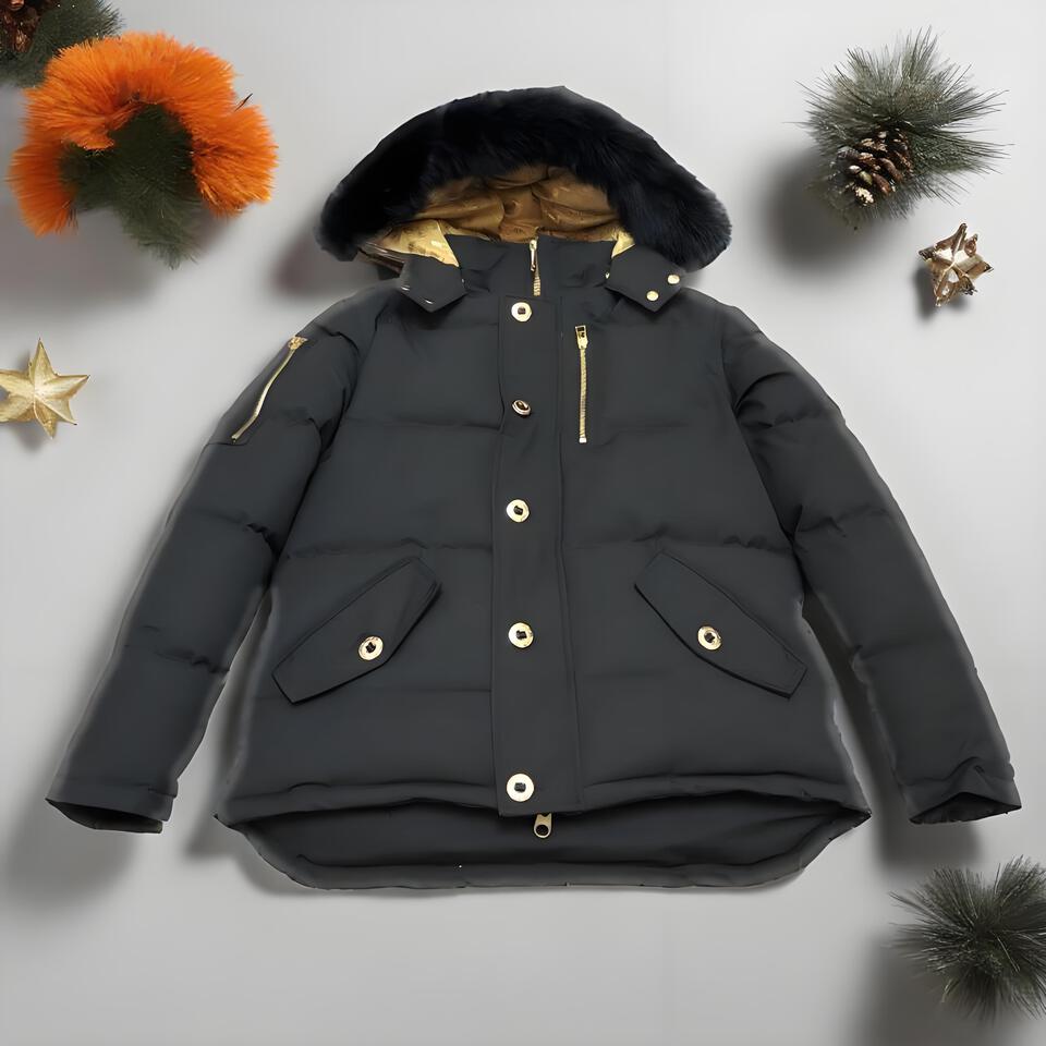 Gucci Black Hooded Down Jacket With Fox Fur Trim