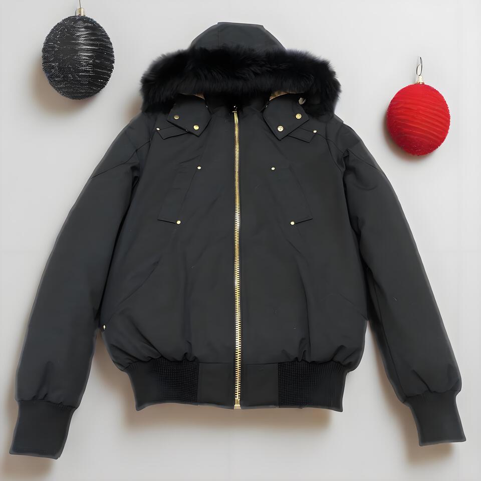 Gucci Black Hooded Windproof Coat With Fur Trim