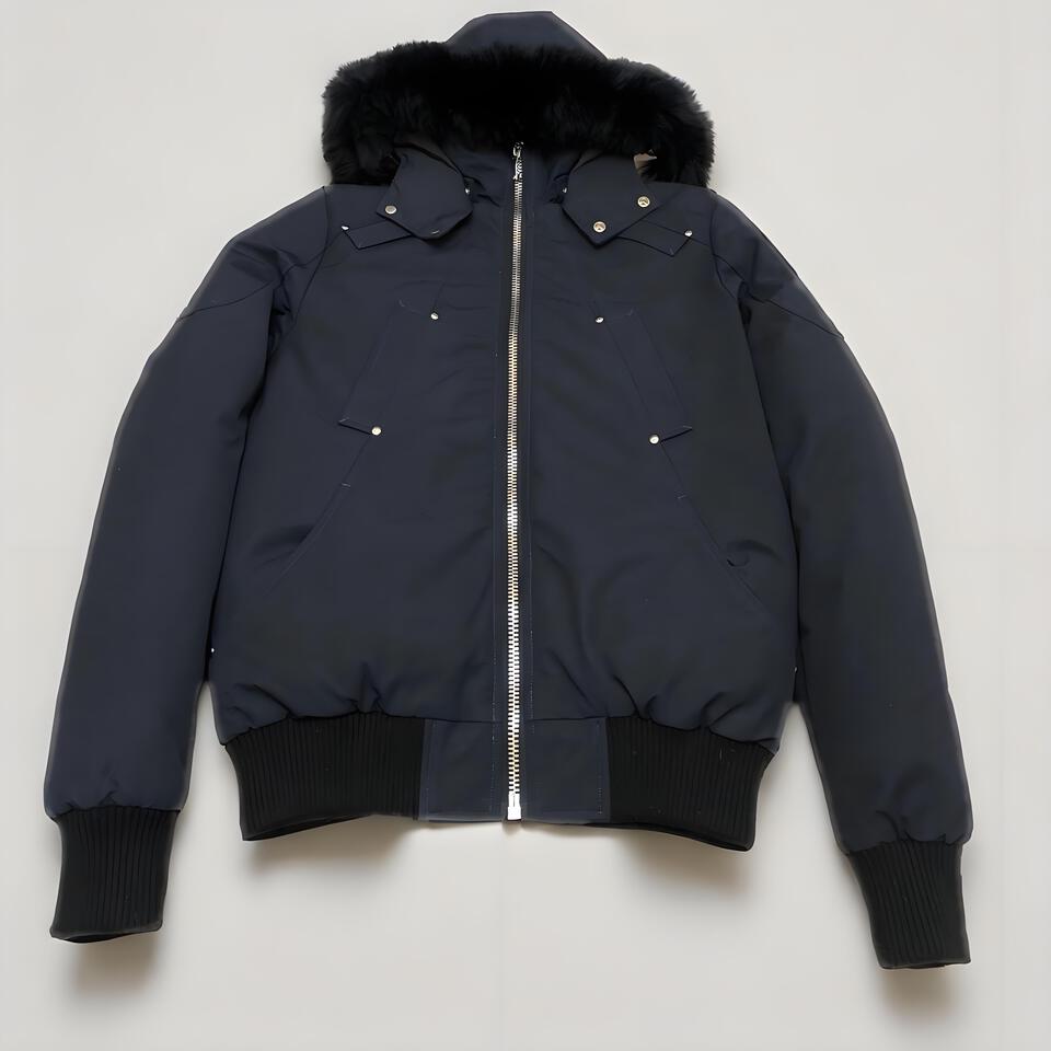 Gucci Dark Blue Fur Hooded Windproof Work Jacket