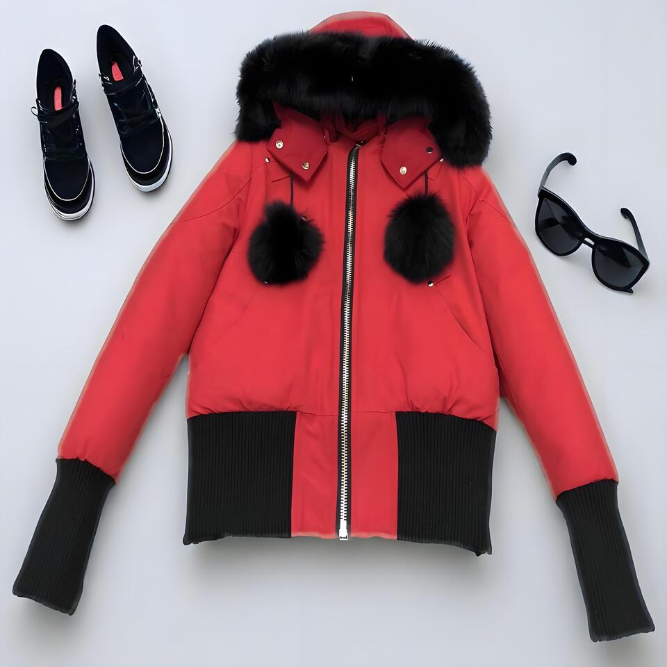 Gucci Red Hooded Windproof Winter Unisex Streetwear Jacket