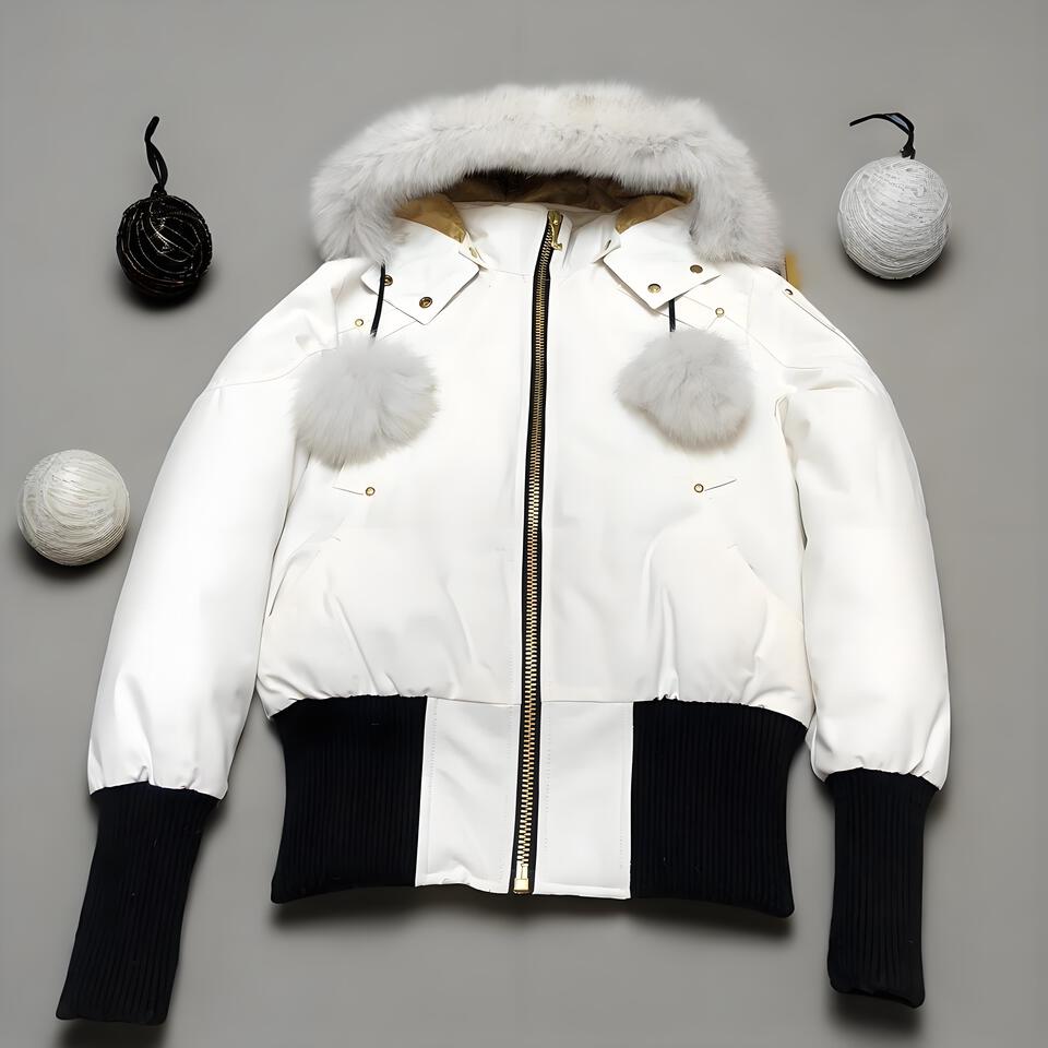 Gucci White Hooded Coat With Fur Trim Windproof Winter Jacket