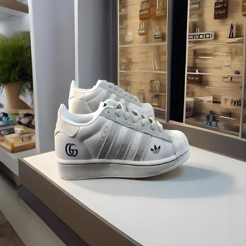 Gucci x adidas Superstar GG White Shell Toe Sneakers