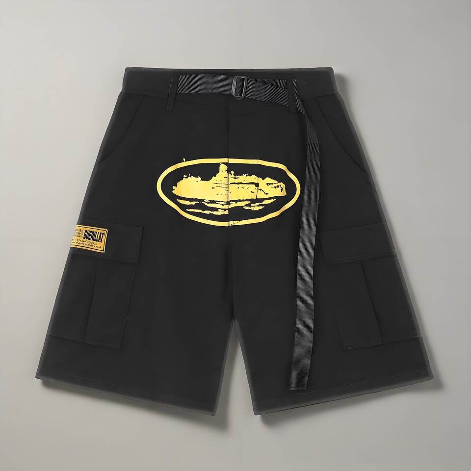 GUERRILLA Black Multi-Pocket Shorts Classic Military Tactical Style