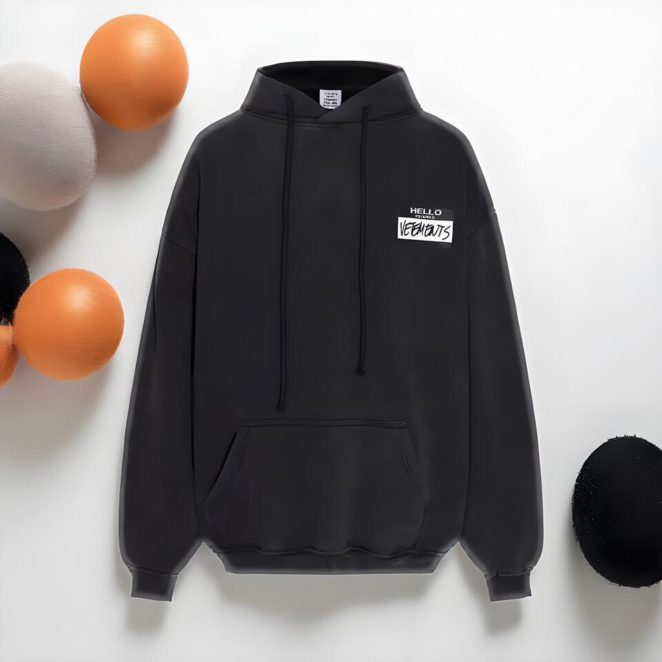 HELLO VETERANS Unisex Black Cotton Hoodie Street Casual