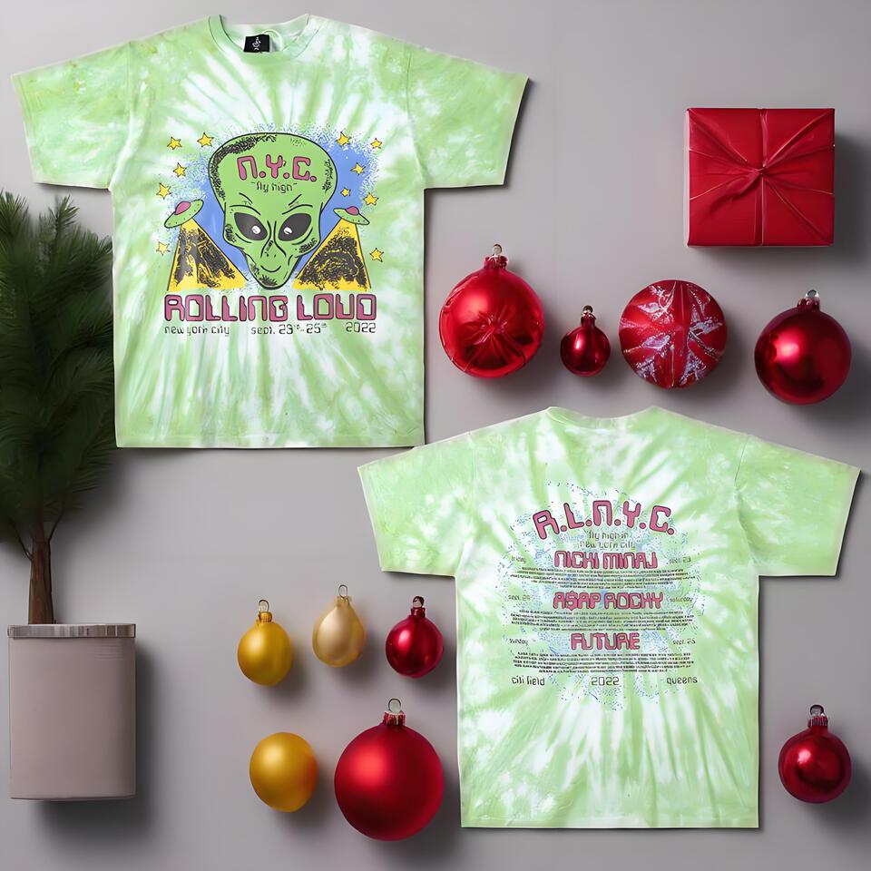 HighRolling Loud Green Tie-Dye Cotton Loose T-Shirt