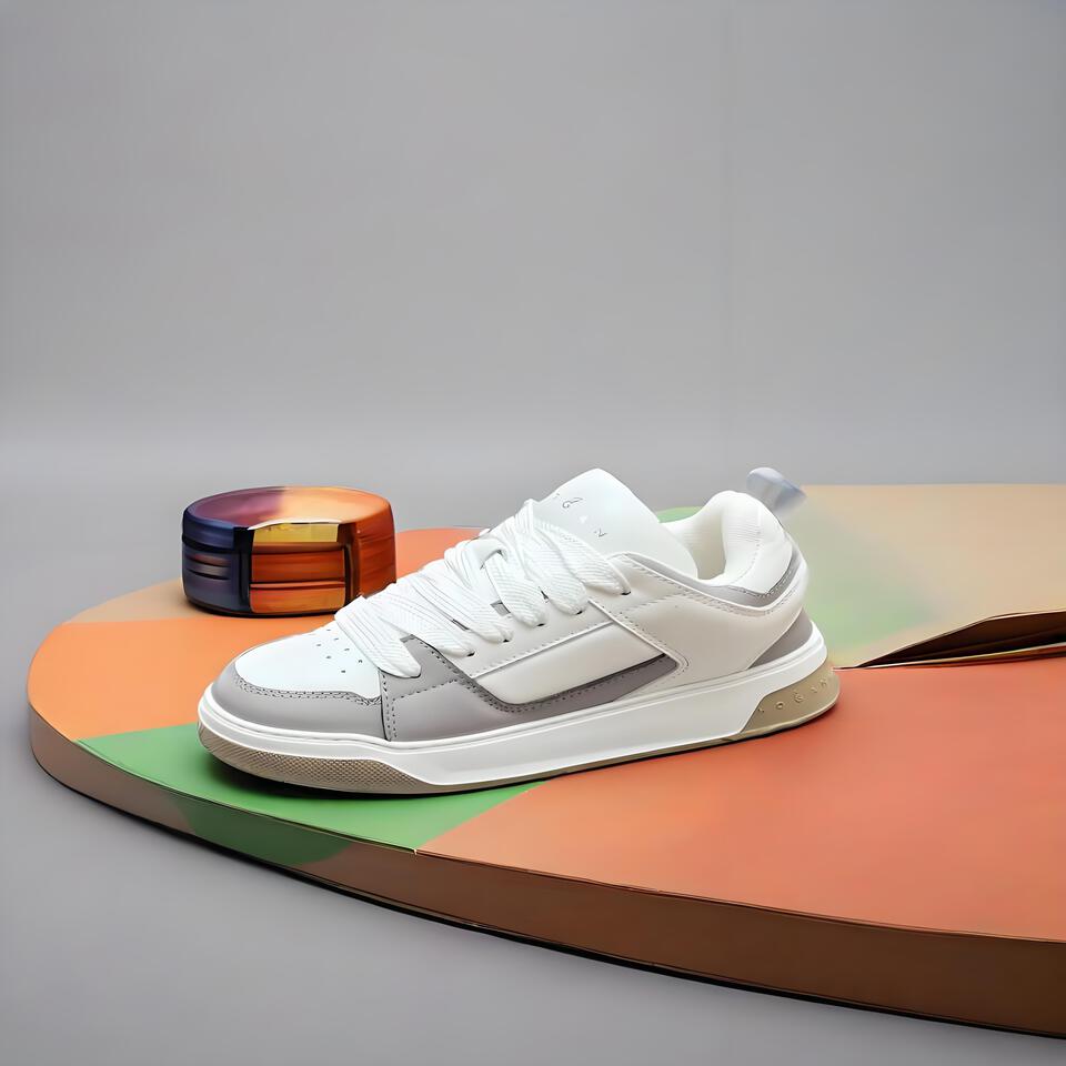 HOGAN White Grey Leather Platform Lace-Up Sneakers