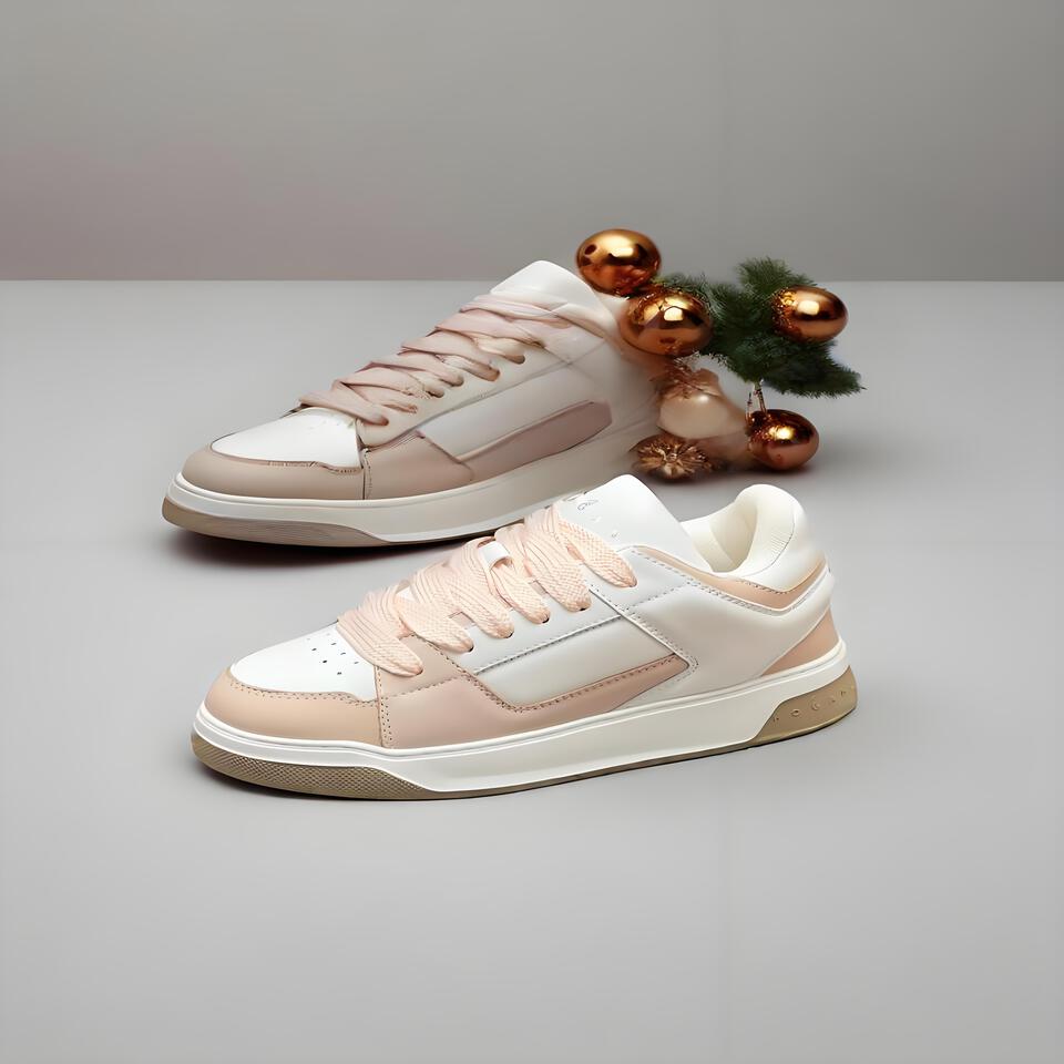 HOGAN White Pink Leather Retro Platform Sneakers