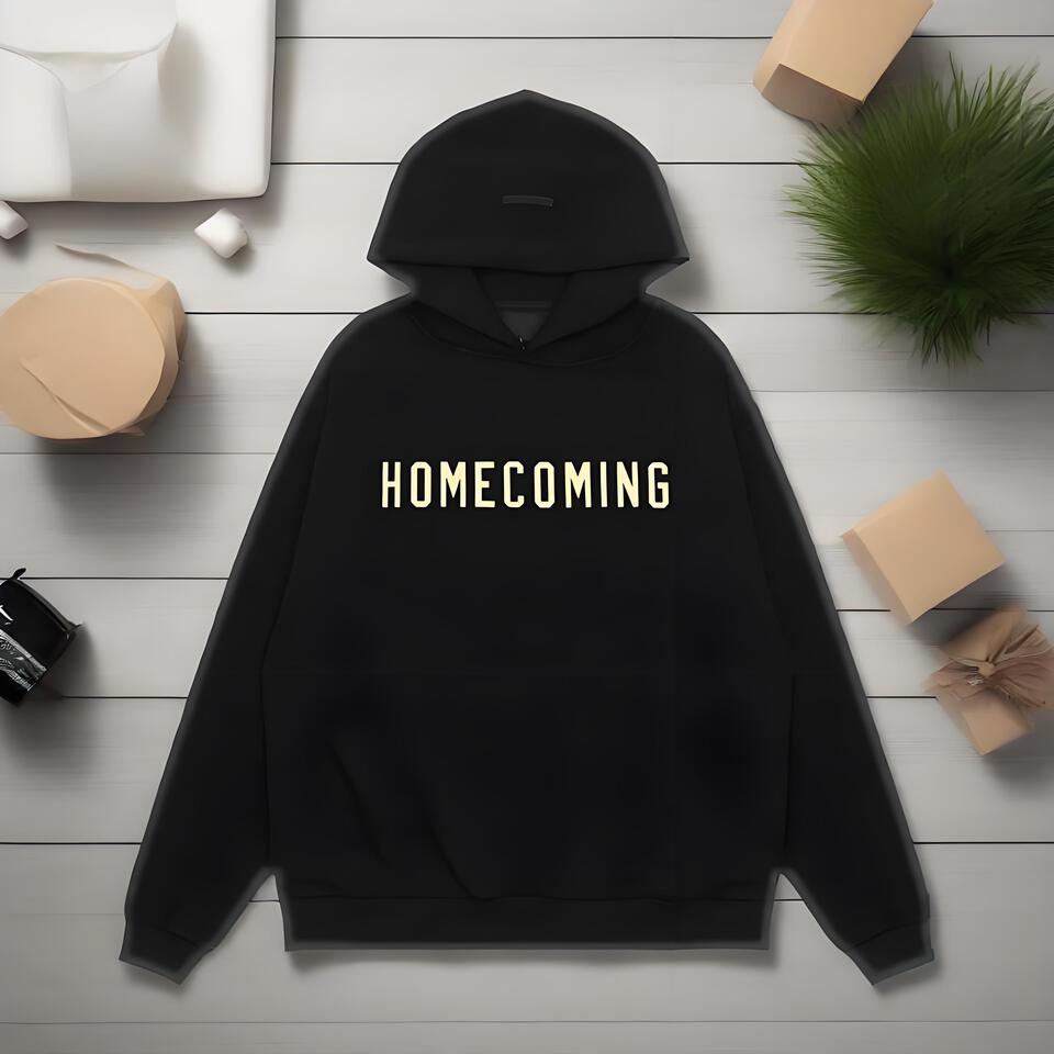 Homecoming Black Cotton Hoodie Unisex Streetwear Casual