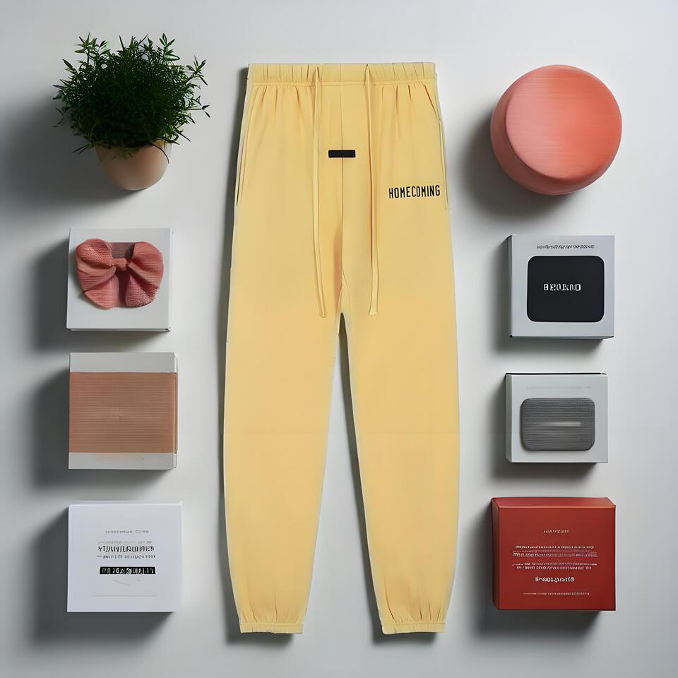 Homecoming Yellow Tapered Pants Cotton Streetwear Unisex Casual