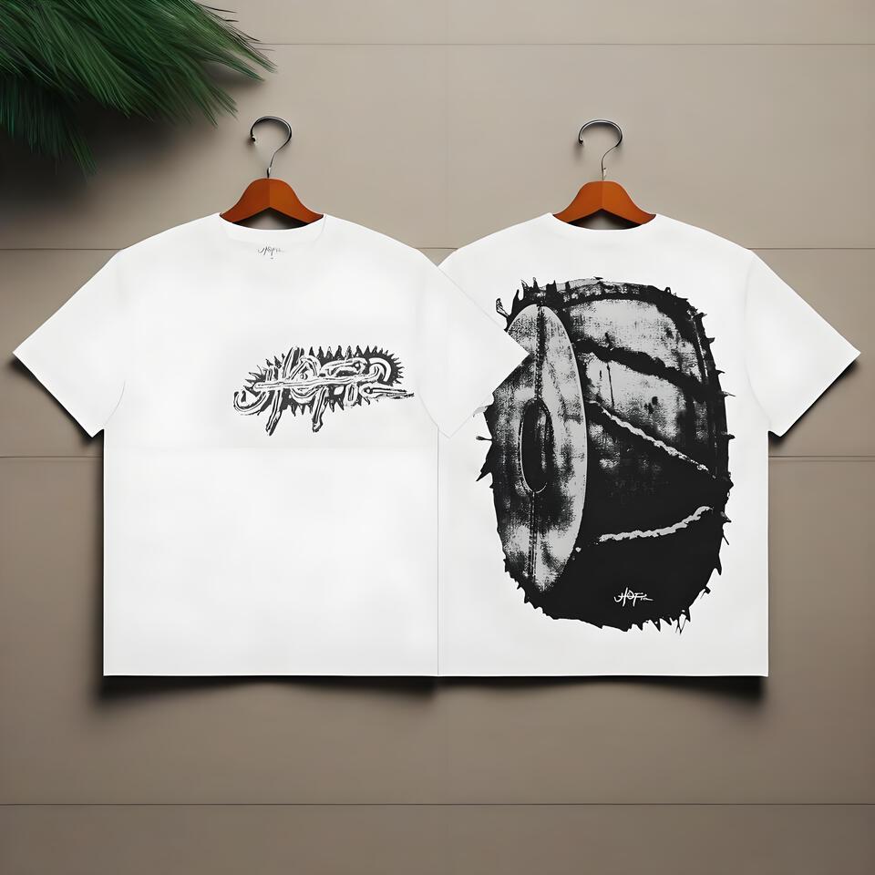 HOPIE Black Printed Cotton Oversized T-Shirt Streetwear Tee