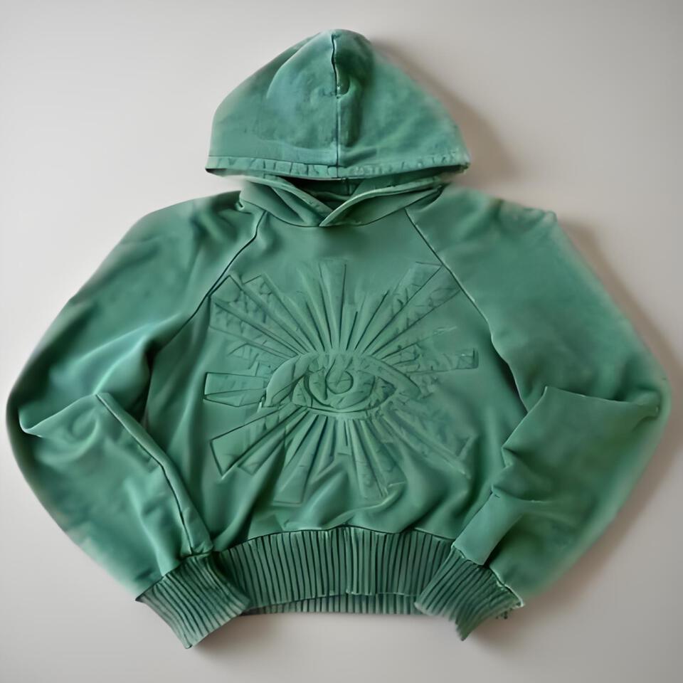 House of ErrorsGreen Hooded Cotton Streetwear Unisex Crop Sweatshirt