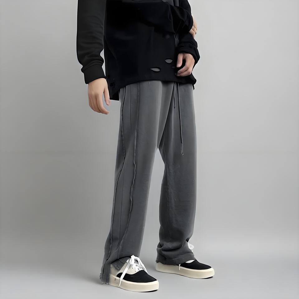 IN.SADAOYU Men's Casual Grey Pants Loose Fit Drawstring Trousers Trendy Streetwear