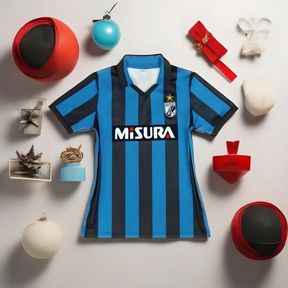 Inter Milan Blue Black Stripe V-Neck Breathable Short Sleeve Soccer Jersey Men Women