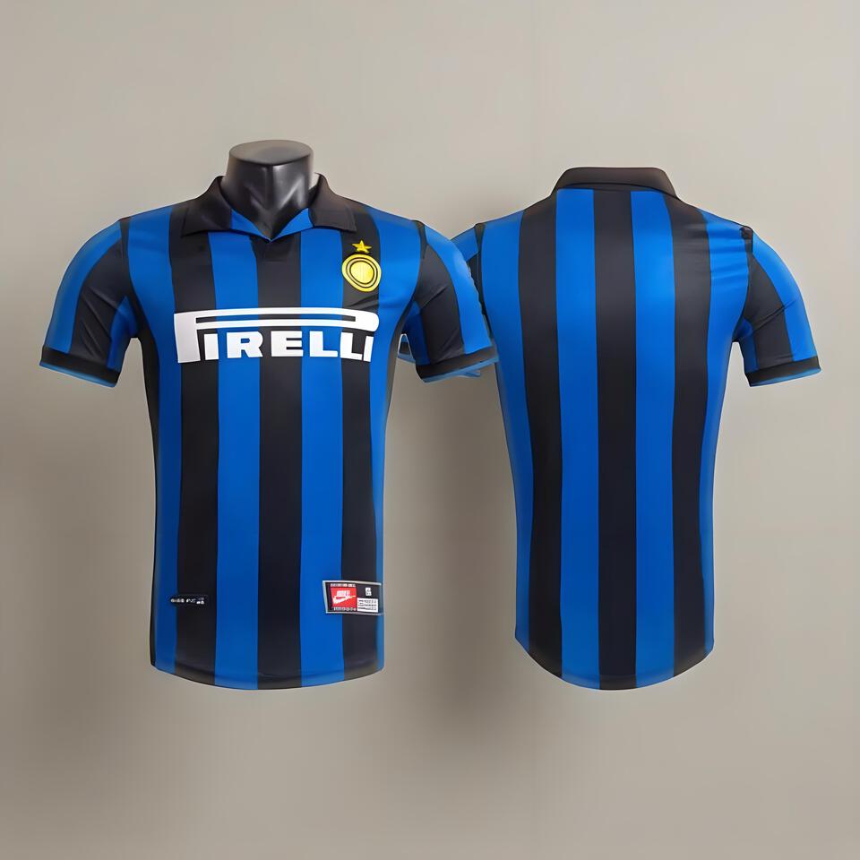 Inter Milan Blue Black Striped Breathable Soccer Jersey Men Women