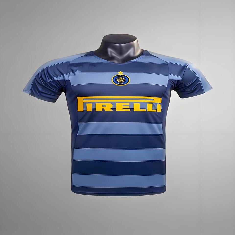 Inter Milan Blue Black Striped Short Sleeve T-Shirt