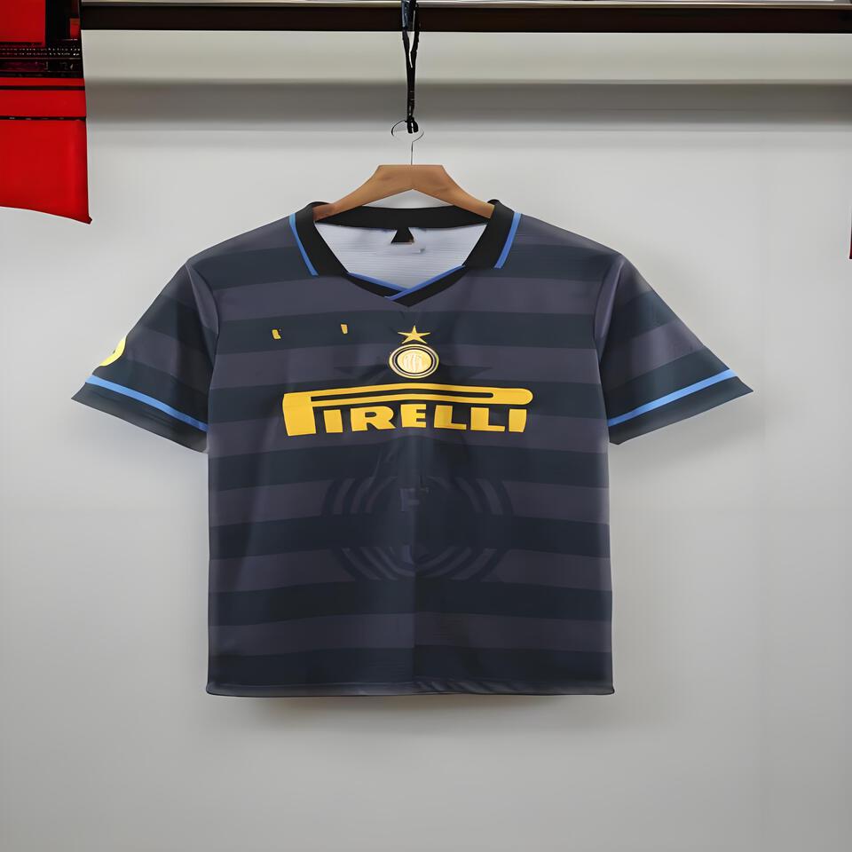 Inter Milan Dark Gray Stripes Breathable Football Jersey