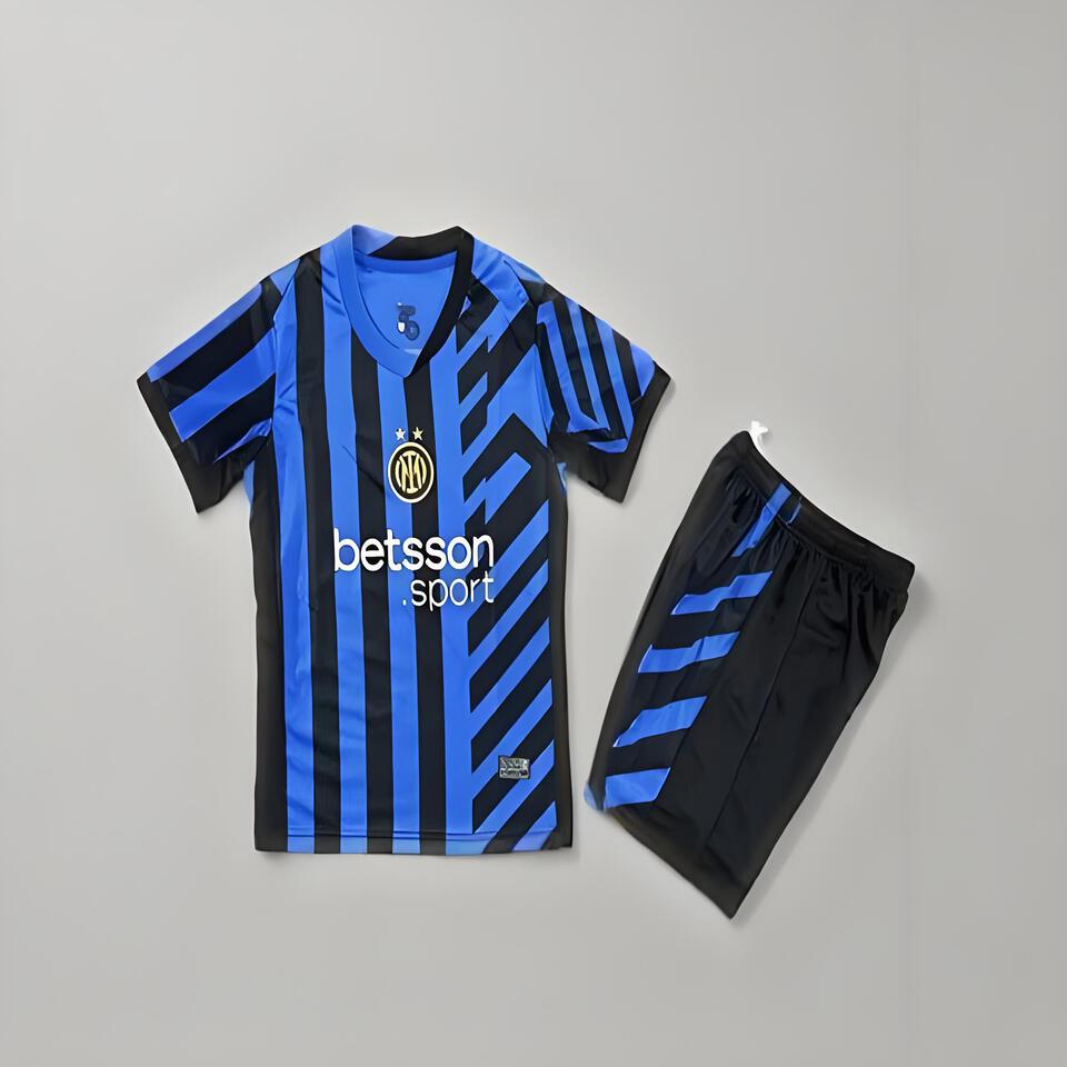 Inter Milan Home Jersey Blue Black Stripe Breathable Football Tracksuit